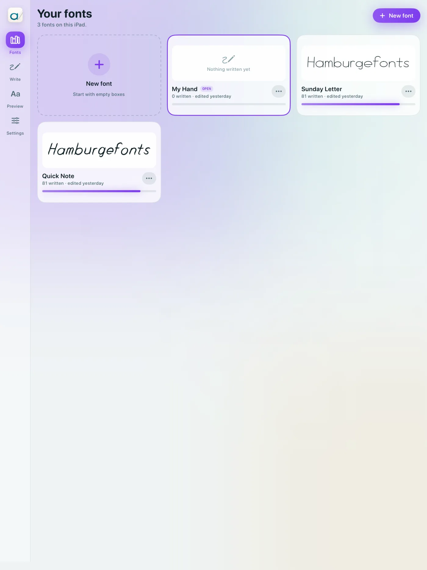 The Inkfont fonts library